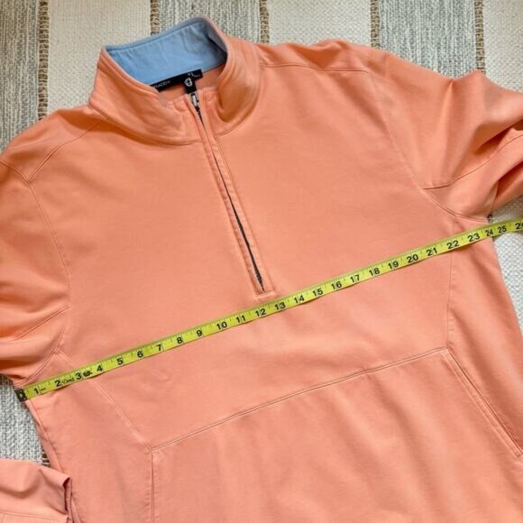 B. Draddy Russel Peach Long Sleeves Slash Pockets 1/4 Zip Pullover Men’s Size XL - Picture 4 of 8